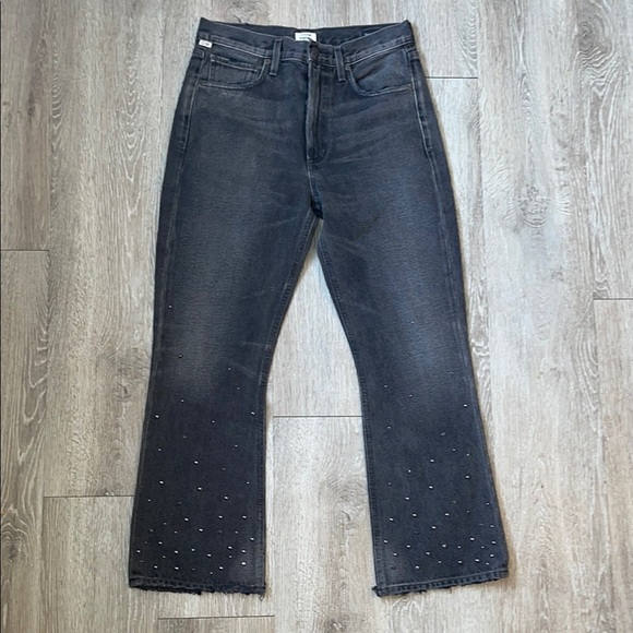 Citizens of Humanity Estella high rise ankle flare size 26 acid black rhinestone - Picture 1 of 11